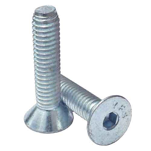 FSCS38112ZP 3/8"-16 X 1-1/2" Flat Socket Cap Screw, Coarse, Alloy, Zinc